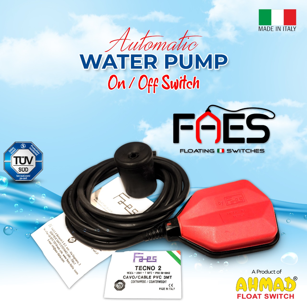 FAES Float Switch for Water Tank – Made in Italy