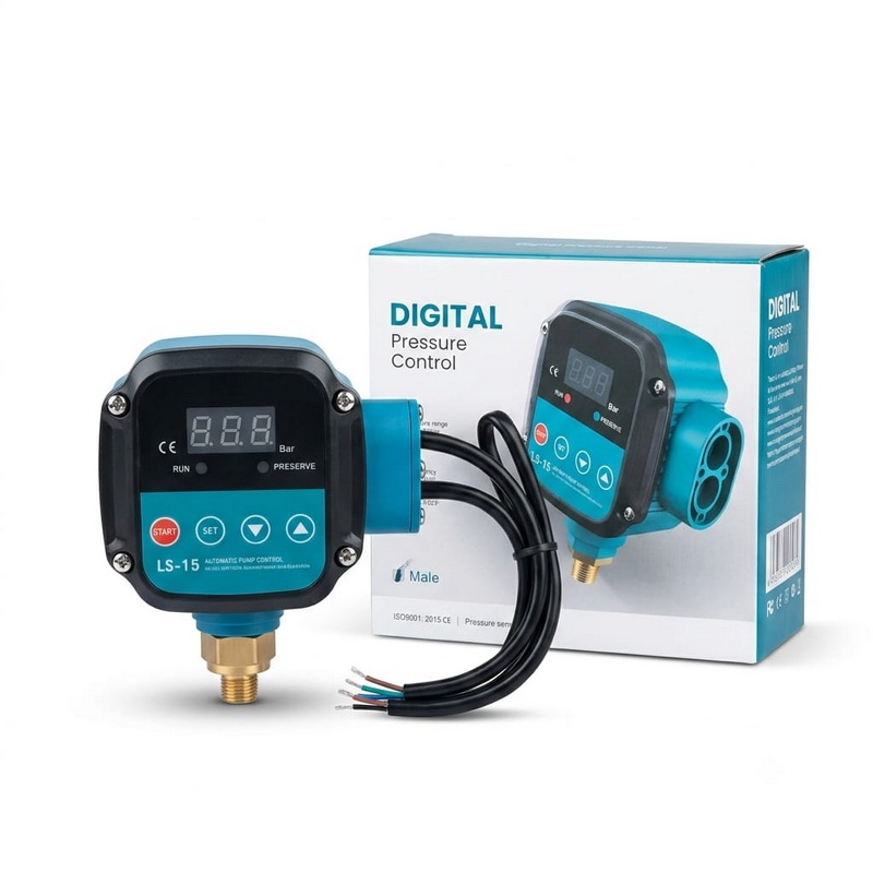 Digital Pressure Controller Switch for Water Pump with LED Display, Dry Run Protection and Voltage Protection